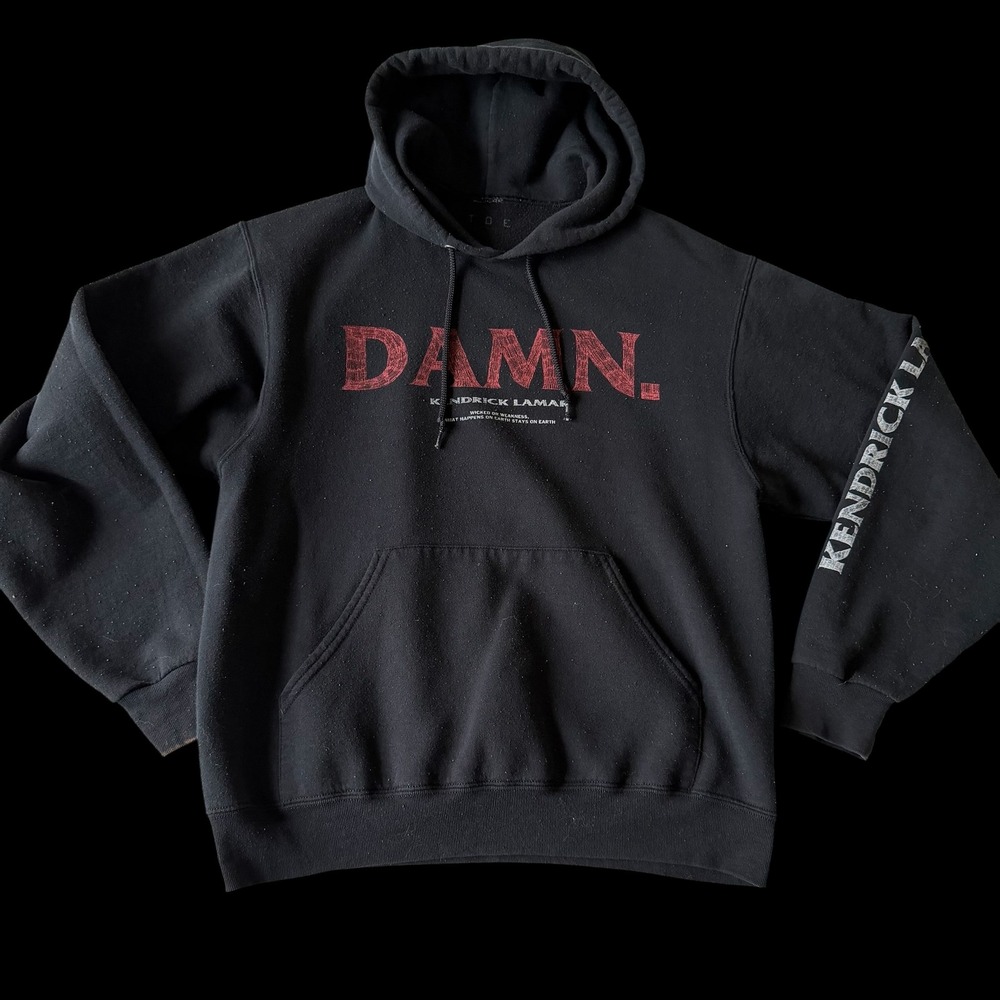 Kendrick Lamar DAMN Tour Hoodie Medium Black TDE 2017 Distressed Pullover‎